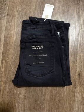 Good American Good Legs Straight Black Jeans